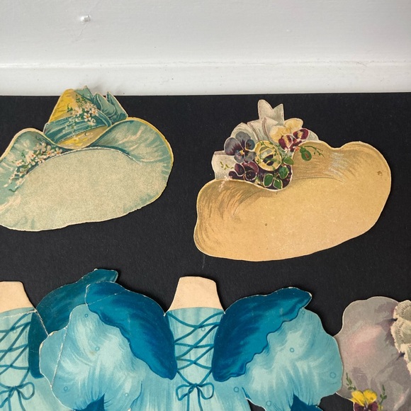 Vintage | Raphael Tuck & Sons Paper Doll Dresses & Hats Set - Blue, Teal, Cream - Picture 7 of 11